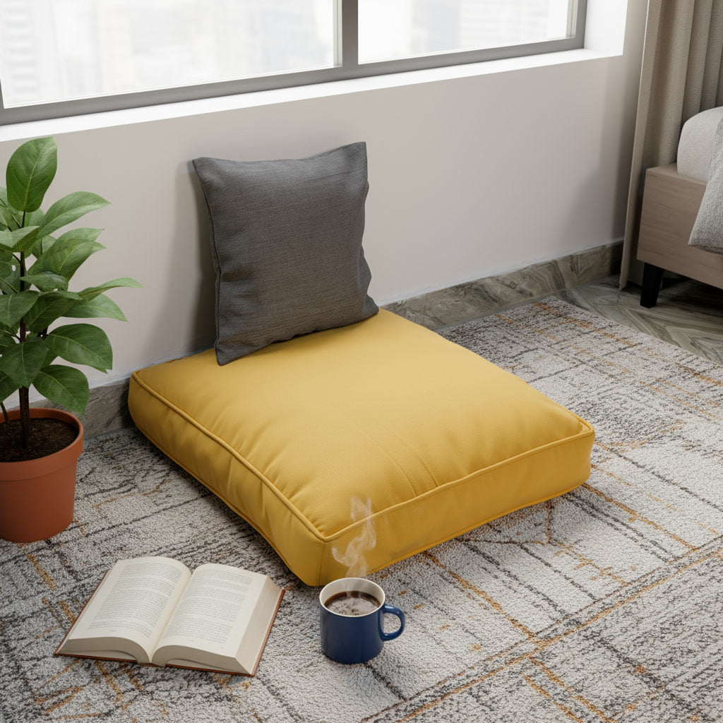 Linen Yellow Floor Cushion