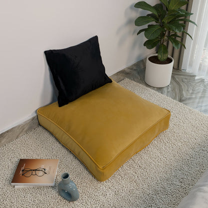 Velvet Yellow Floor Cushion