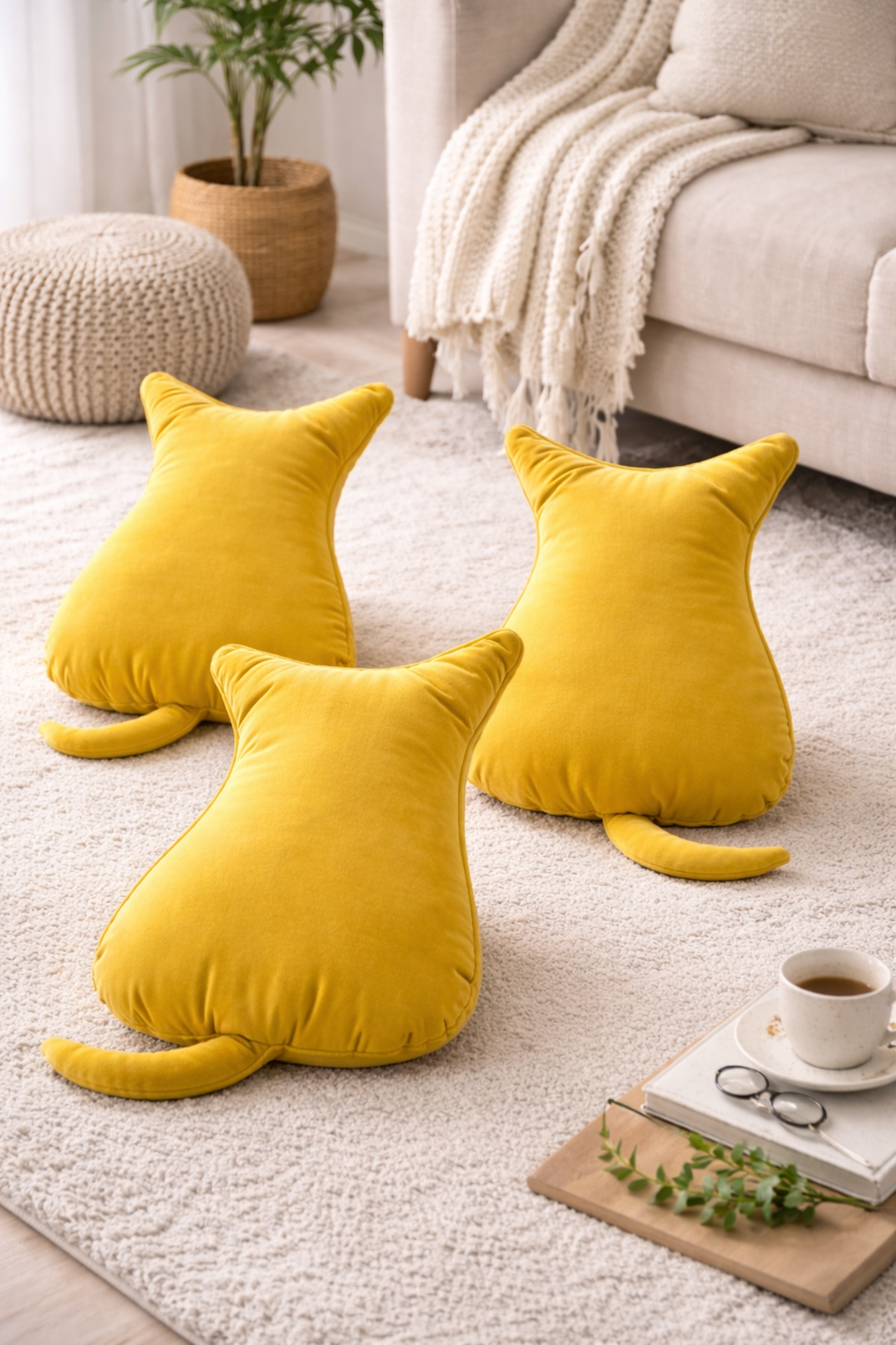 Memory Foam Cat Cushion - Yellow