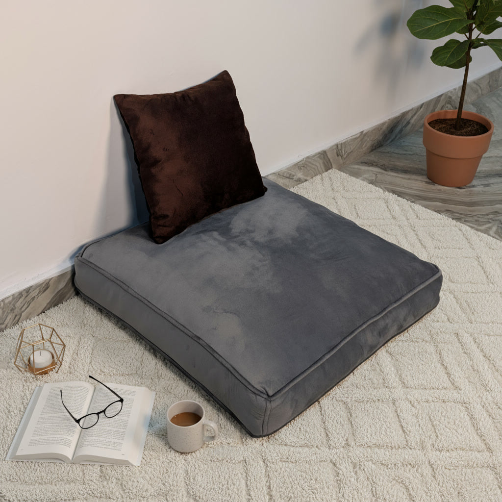 Velvet Grey Floor Cushion