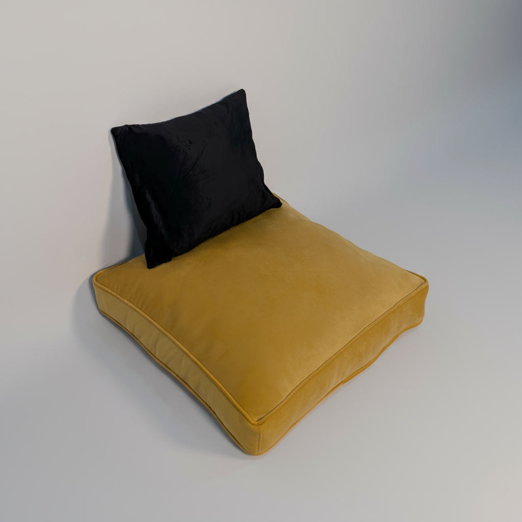 Velvet Yellow Floor Cushion