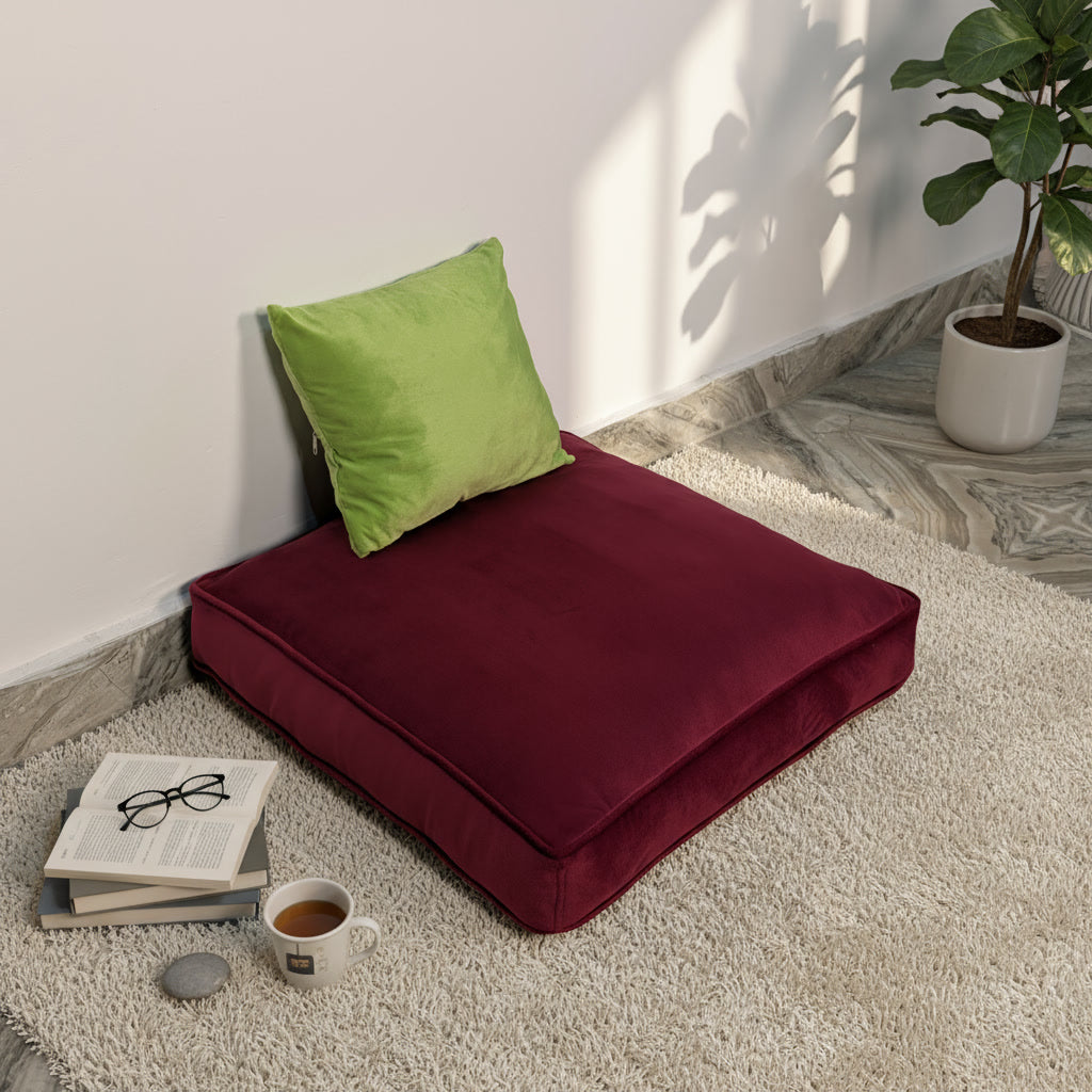 Velvet Maroon Floor Cushion