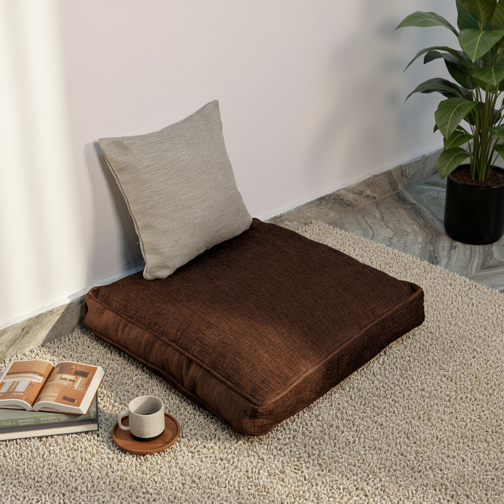 Plush Brown Floor Cushion