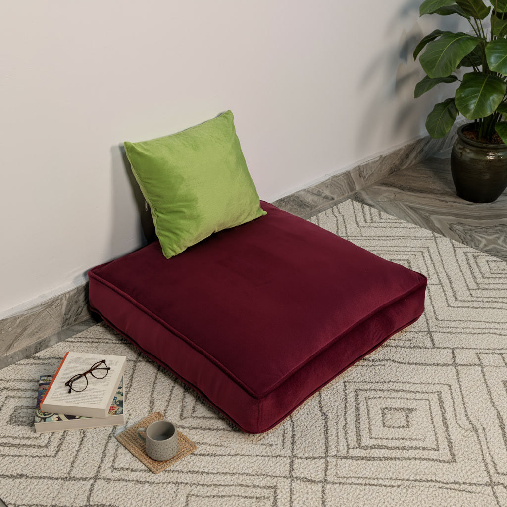 Velvet Maroon Floor Cushion