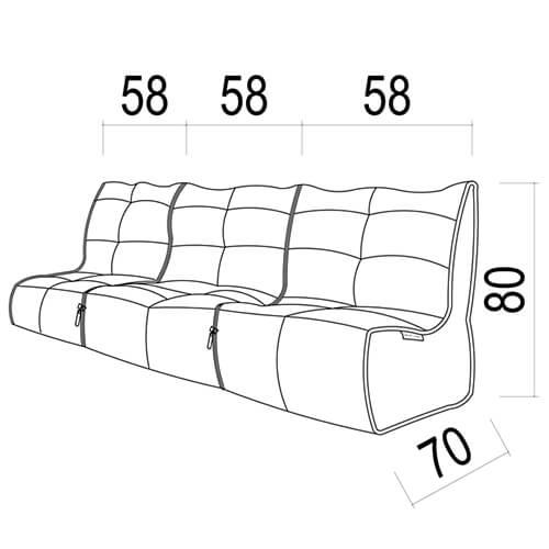 Belgium : Modular Three Seater Sofa